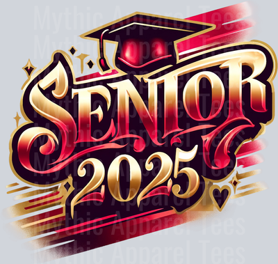 0019 Senior 2025 Airbrushed Maroon and Gold DTF 2025 Senior Graduation Transfers