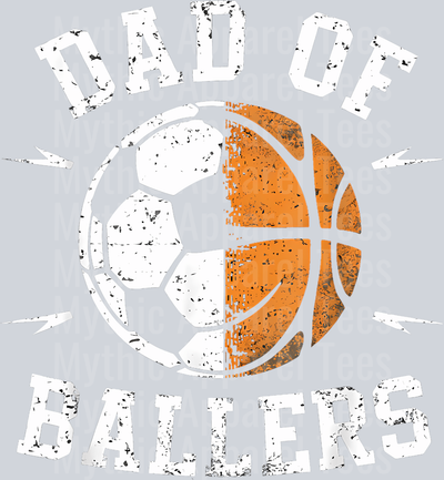 15 Dad Of Ballers Basketball Soccer Ball Fathers Day Coach T-Shirt