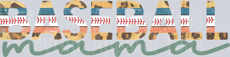 Baseball Mama Split cute teal letters DTF Baseball Transfers