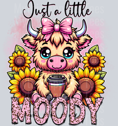 Just A Little Moody DTF Funny Highland Cow Transfers