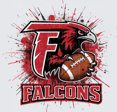 Falcons Football Mascot Red and Black Splatter Letter F Design