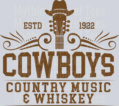 Cowboys country music and whiskey drinking Western