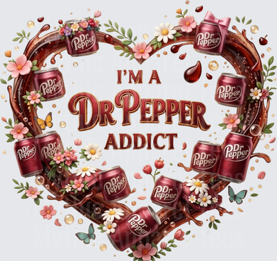 Dr Pepper Addict Floral Heart Wreath with Soda Cans