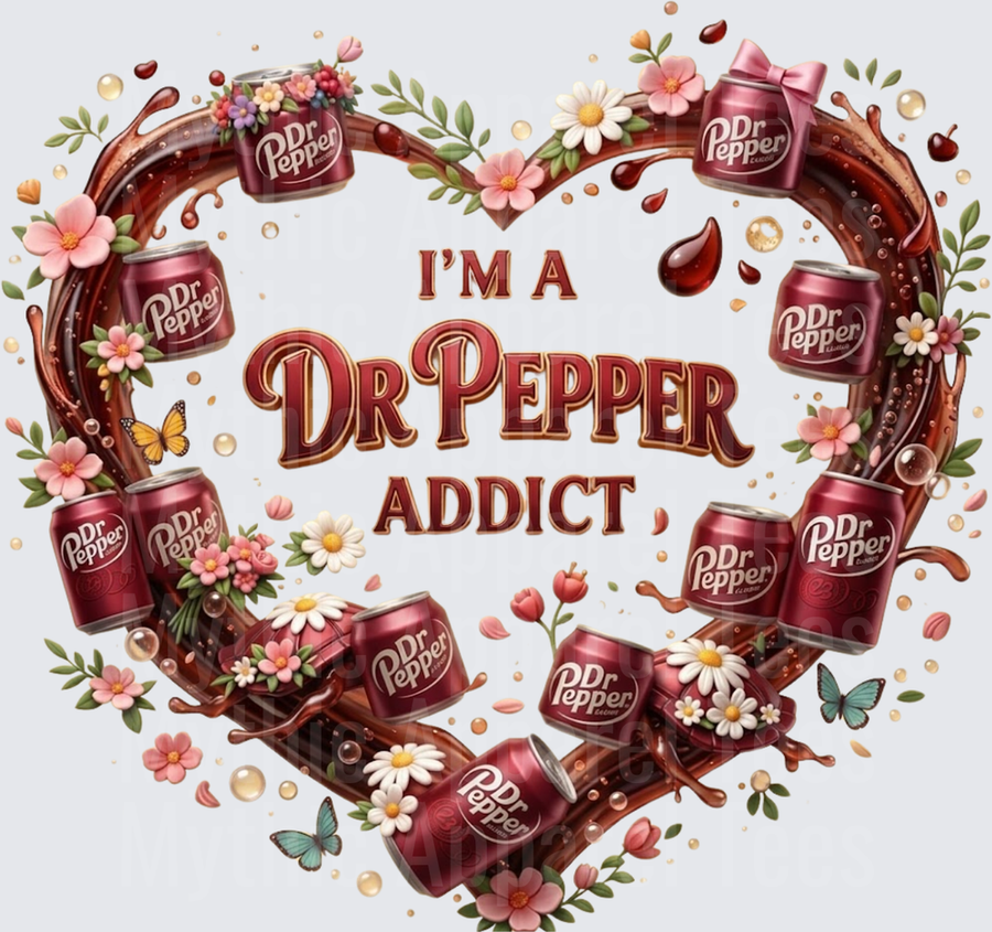 Dr Pepper Addict Floral Heart Wreath with Soda Cans