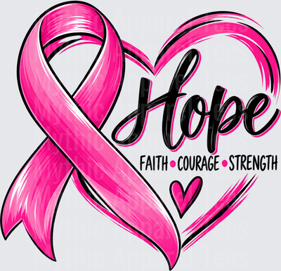 Breast Cancer Hope Faith Courage Strength Pink Ribbon Heart Awareness Design