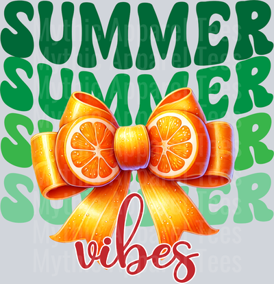 Summer Vibes bow with orange fruit DTF Summer Transfers