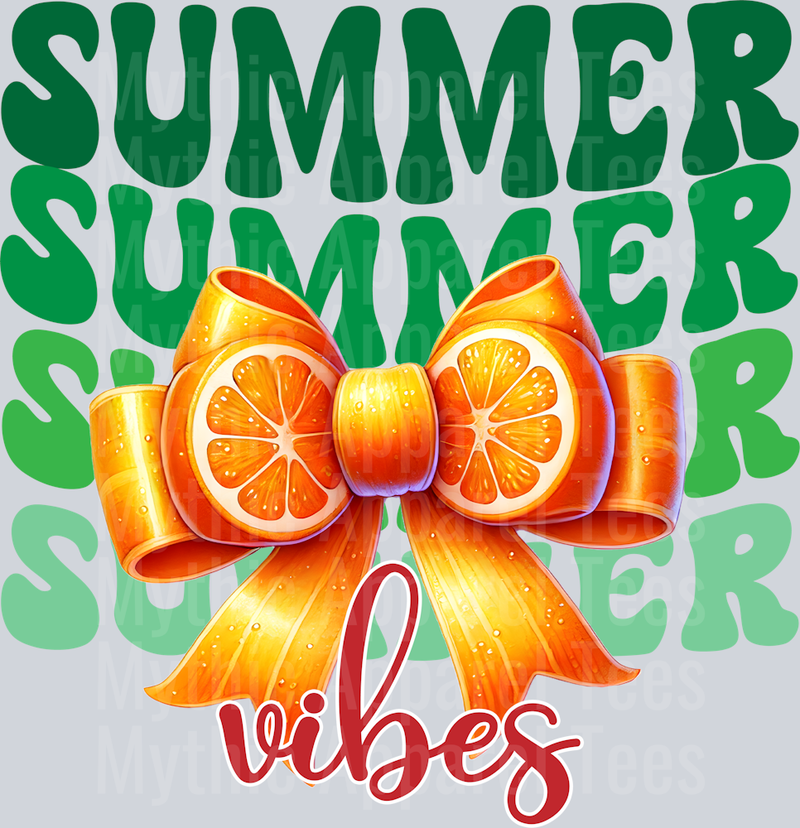 Summer Vibes bow with orange fruit DTF Summer Transfers