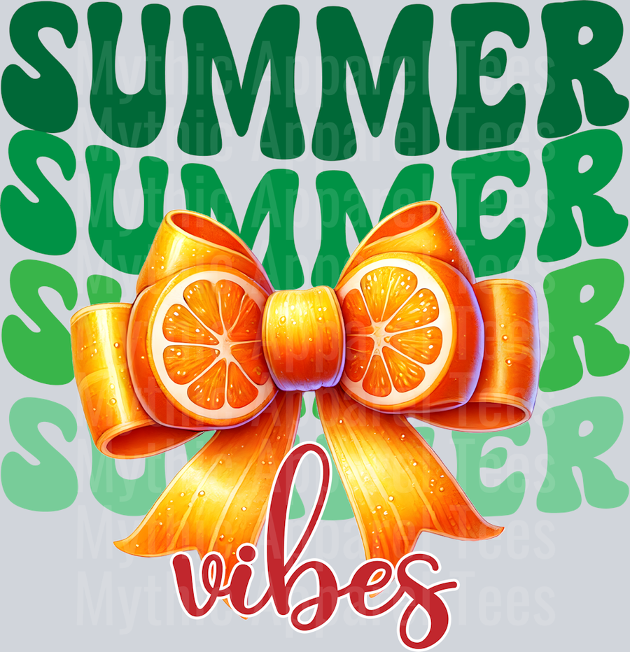 Summer Vibes bow with orange fruit DTF Summer Transfers