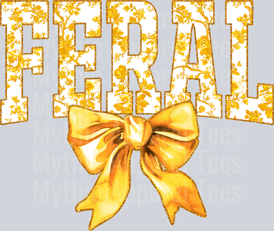 Yellow Feral College Font With Bow Floral Pattern Feral Life