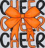 Orange and Black Cheer Bow, Cheerleading Accessories, Dots Design, Modern Style, Cheer Spirit, DTF Transfer
