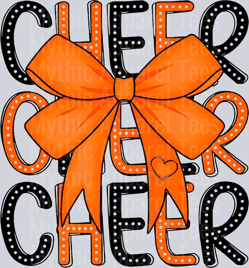 Orange and Black Cheer bow with dots DTF Cheer Bow Transfers