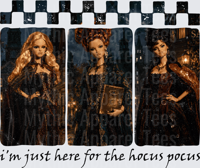 Hocus Pocus Sanderson Sisters Doll Style Trio with Book of Spells I'm Just Here For The Hocus Pocus