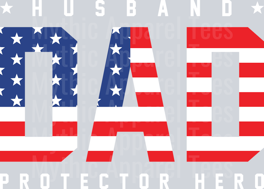 Husband Father Protector Red white and blue DTF Dad Transfers