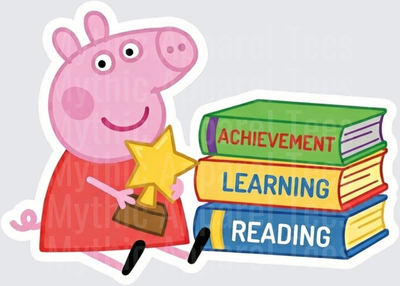 Peppa Pig Holding Star Trophy with Reading Learning Achievement Books