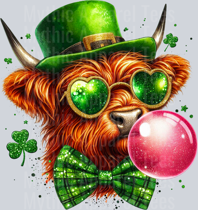 Highland Cow St Patrick's Day Pink Bubble