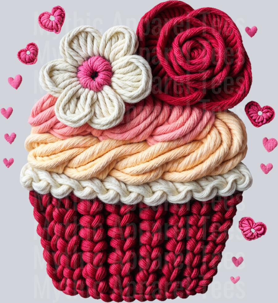 Cupcake Faux Yarn Valentines Day