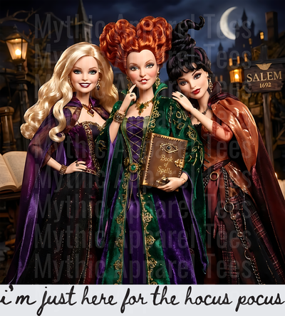 Hocus Pocus Sanderson Sisters Doll Style Salem 1692 Book of Spells I'm Just Here For The Hocus Pocus