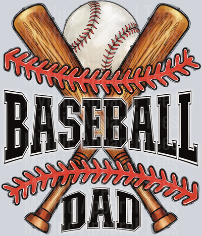 Baseball Dad Bat and Ball DTF Baseball Transfers