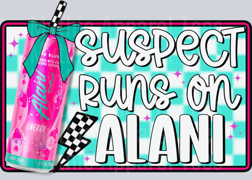 Suspect runs on ALANI Pink can DTF Alani Transfers