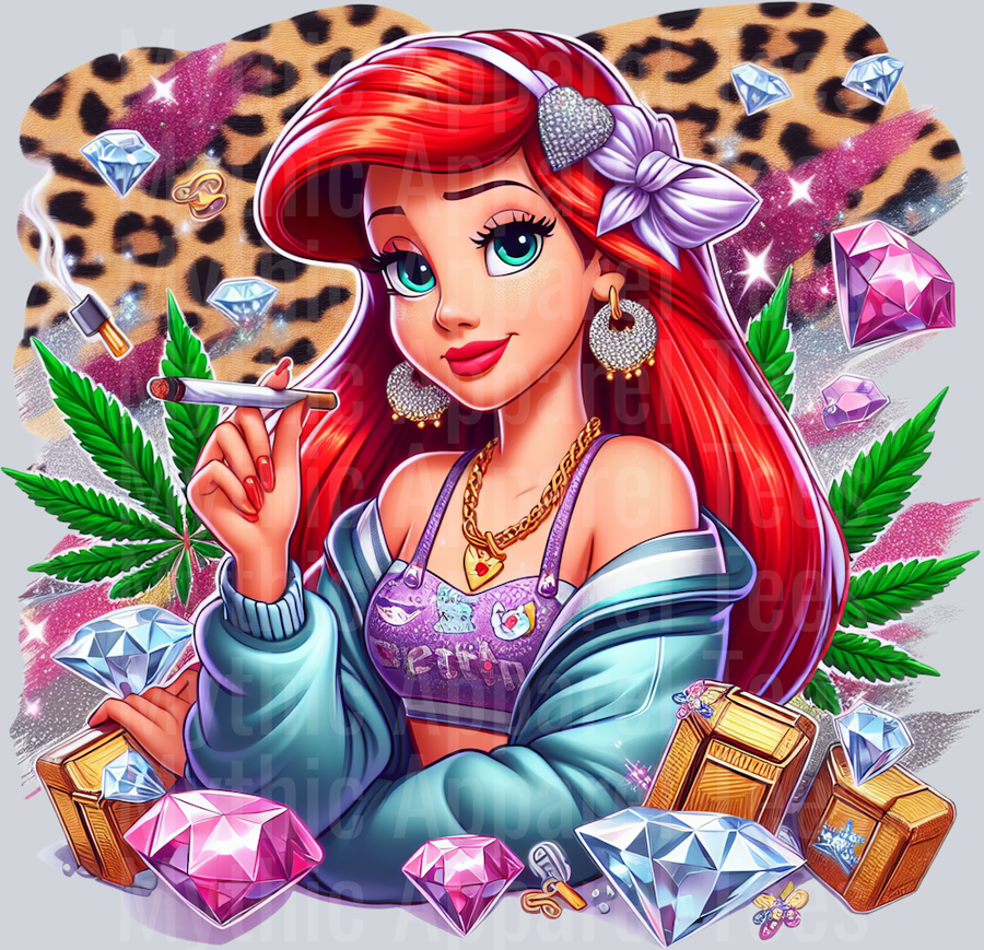 Ariel 3 Jewels Smoking Weed DTF Weed Transfers