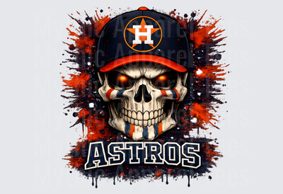 MLB Skulls Houston Astros Glowing Eyes Skull Splatter
