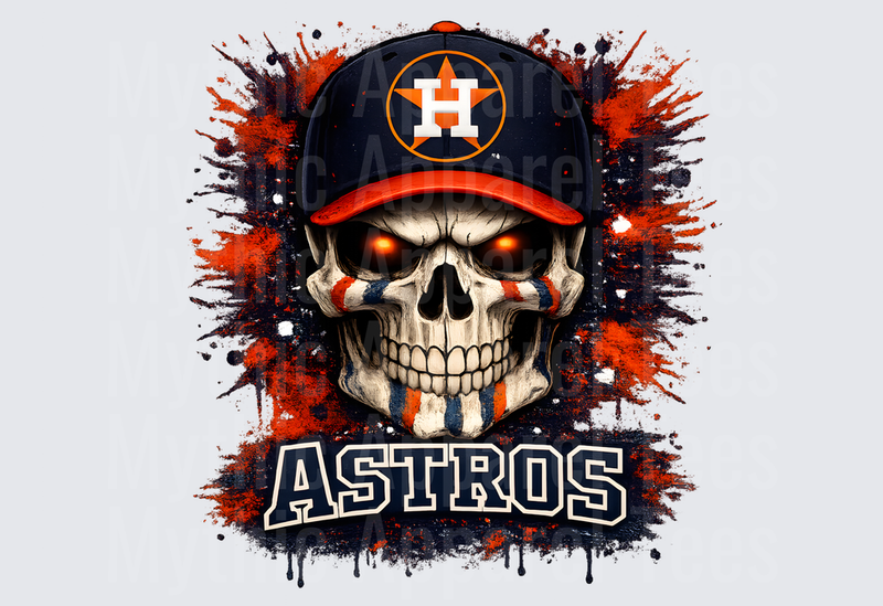 MLB Skulls Houston Astros Glowing Eyes Skull Splatter