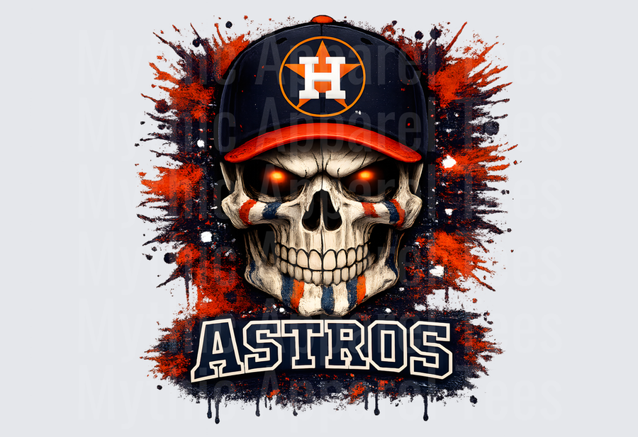 MLB Skulls Houston Astros Glowing Eyes Skull Splatter