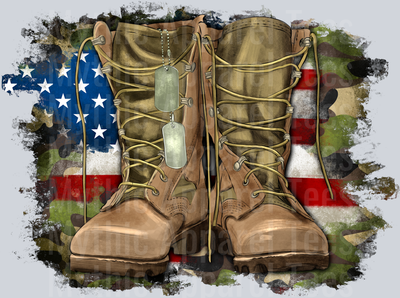 Boots and Flag Patriotic Military DTF Military Transfers