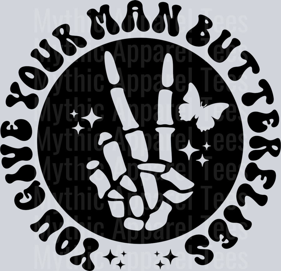 You Give Your Man Butterflies Pocket Pocket Funny Wavy Retro Words Black