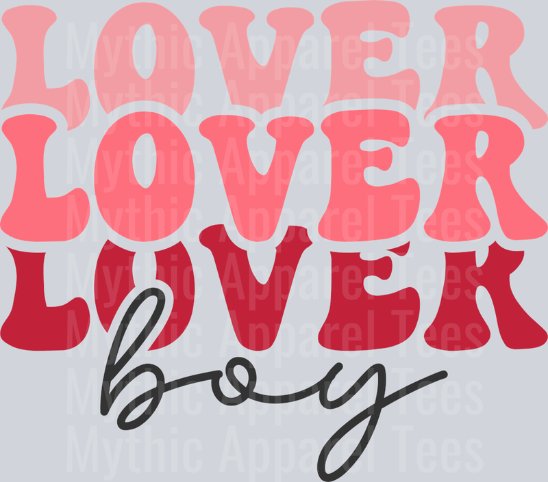 LOVER BOY Red pink letters Boys DTF Valentines Day Transfers