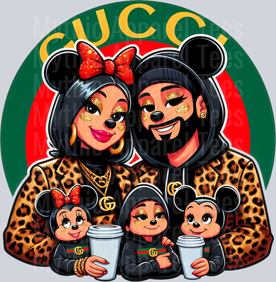 Disney Family 3 kids GUCCI Leopard print jacket Disney DTF Gucci Disney Transfers