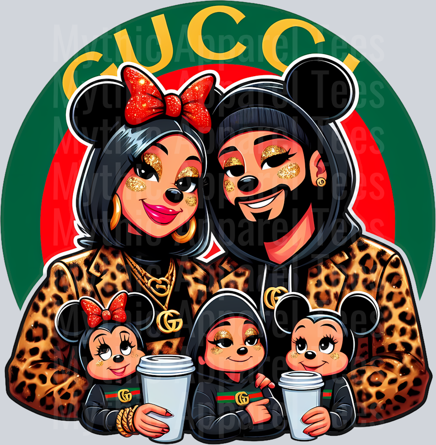 Disney Family 3 kids GUCCI Leopard print jacket Disney DTF Gucci Disney Transfers