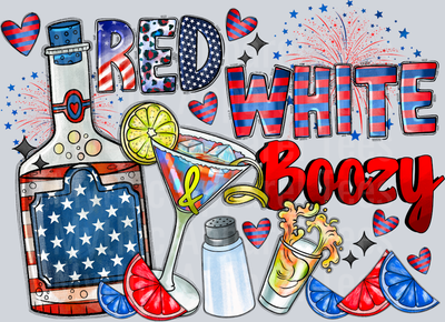 Red White and Boozy Red White and Blue Patriotic DTF 4th of July Transfers