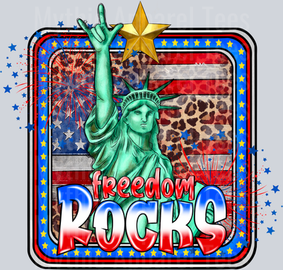 Freedom Rocks Star and Stripes 4th of july DTF Patriotic Transfers