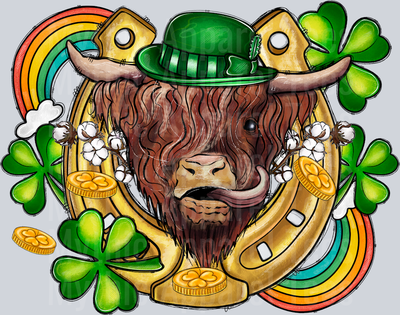Lucky Heifer Highland Cow St Patrick's Day