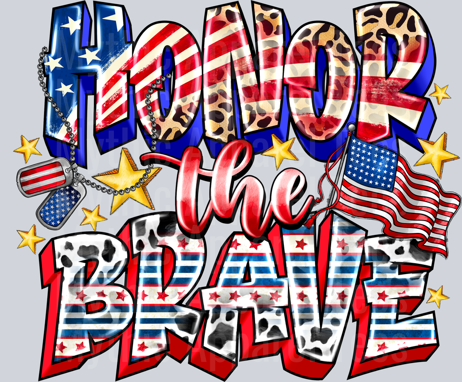 Honor The Brave stars and stripes 4th of july DTF Patriotic Transfers
