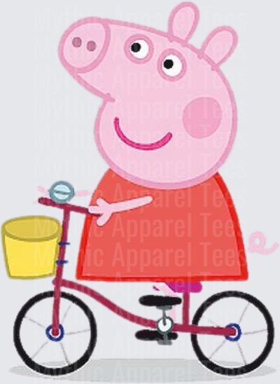 Peppa Pig Riding Bicycle with Yellow Basket