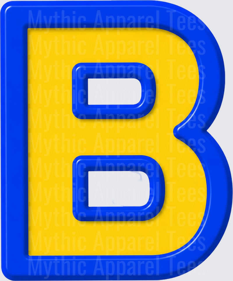Toy Story Alphabet Letter B Blue Yellow Bold Block Font