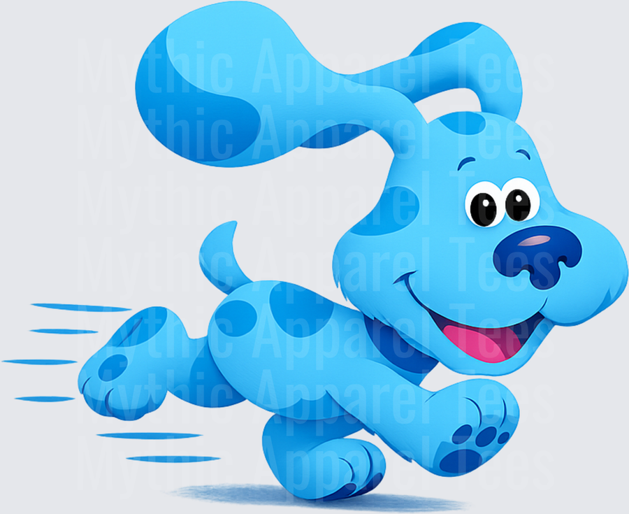 Blues Clues Blue Running and Smiling with Speed Lines