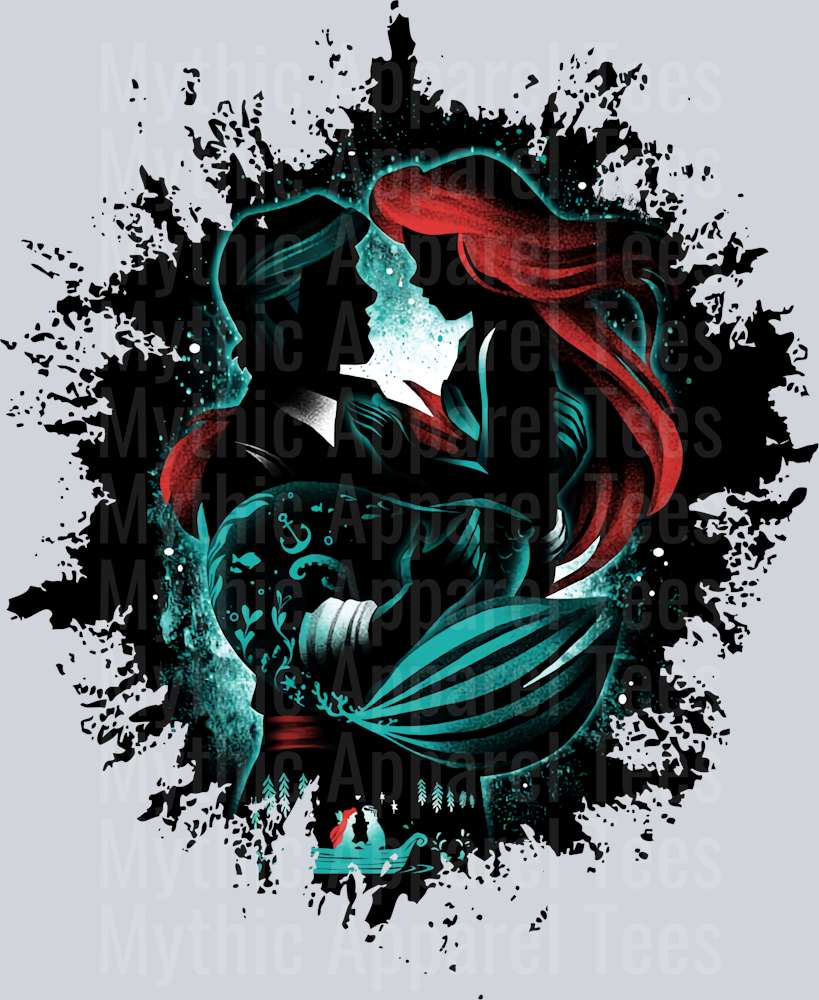 Ariel & Prince Eric Disney Princess Dark Silhouette Color Splash Crystal Ball Vision