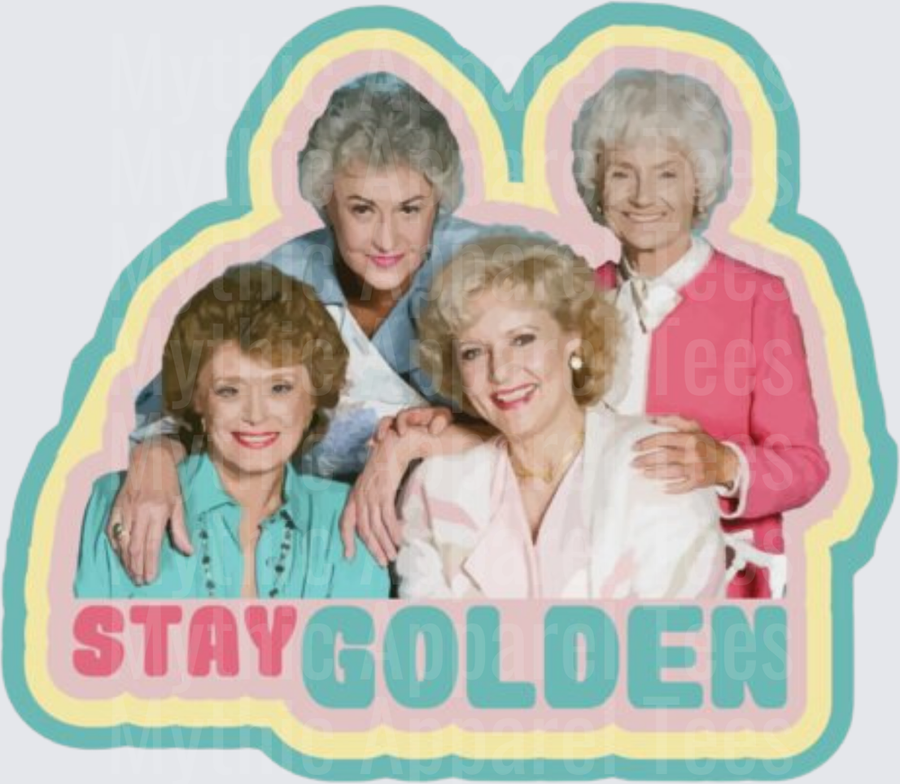 Golden Girls Stay Golden Cast Photo Retro Pastel Design