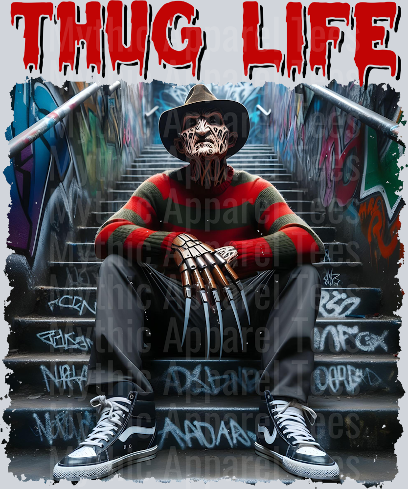 Freddy Krueger RED DRIPPING BLOOD on stairs Horror Movie DTF Thug Life Transfers