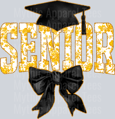 Yellow Senior Hat College Font Floral Senior Graduation Design