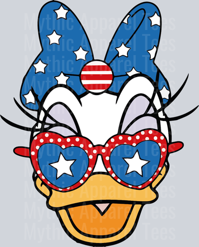 daisy Duck American Glasses Patriotic DTF Patriotic Disney Transfers