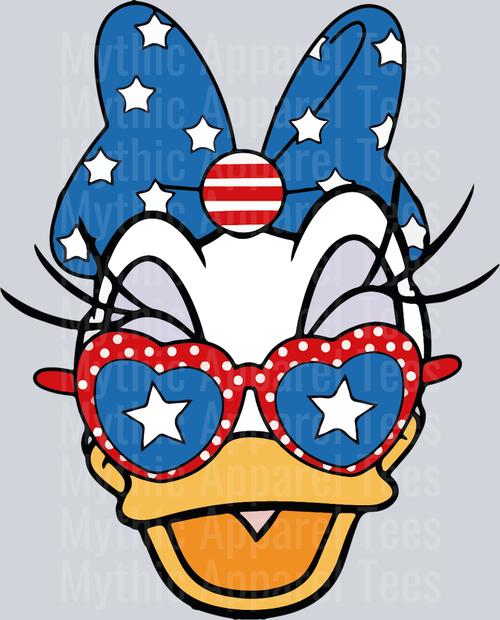 daisy Duck American Glasses Patriotic DTF Patriotic Disney Transfers