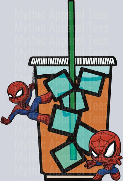 Spiderman Iced Coffee DTF Spiderman Transfers