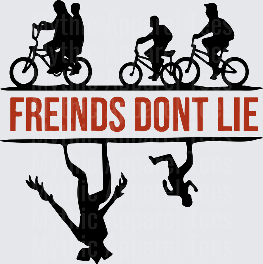 Stranger Things Friends Dont Lie Upside Down Bike Silhouette