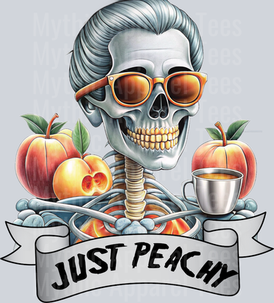 Just Peachy Skull girl with peaches DTF Skull Transfers