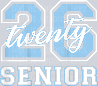 Senior Class 2026 Graduation Pale Blue Letters on the back T-Shirt