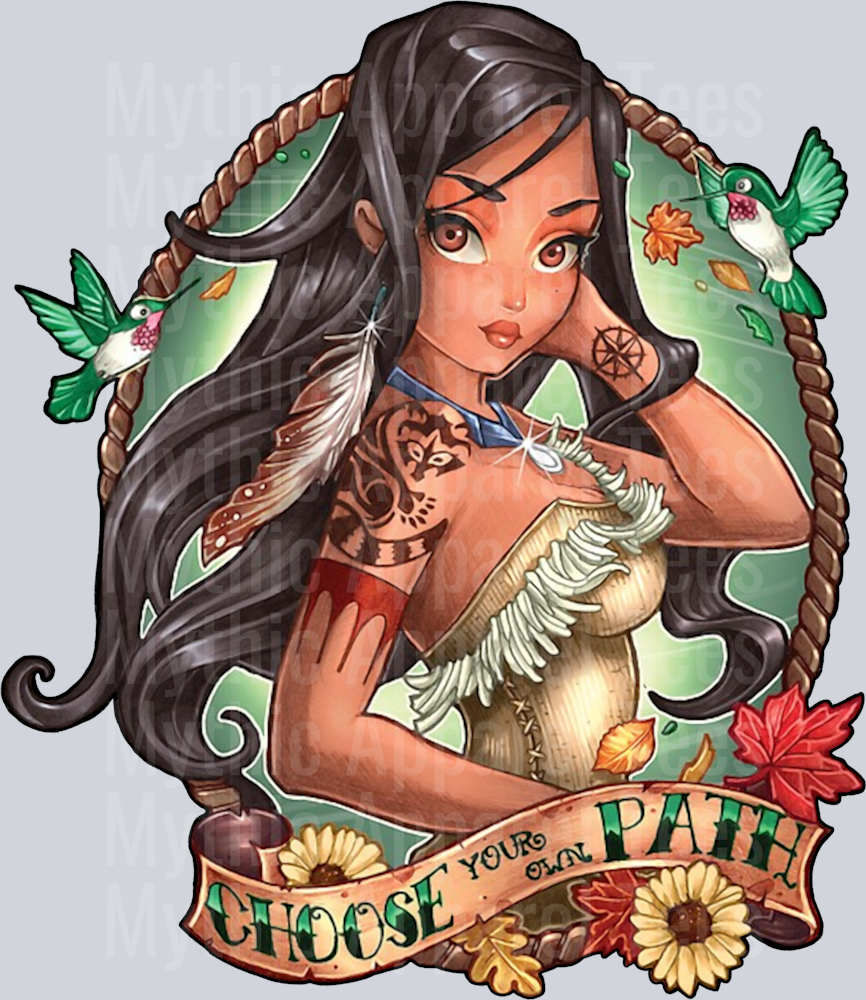 Pocahontas Tattooed Baddies Disney Princess DTF Disney Transfers